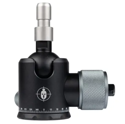SPARTAN Davros Pro Head Gen 2 Ball head with MagnaSwitch quick detach. 360° rotation, ±45° elevation/depression and cant, lock, adjustable friction, panning base. Compatible with 3/8"-16, includes 1/4"-20 adapter.